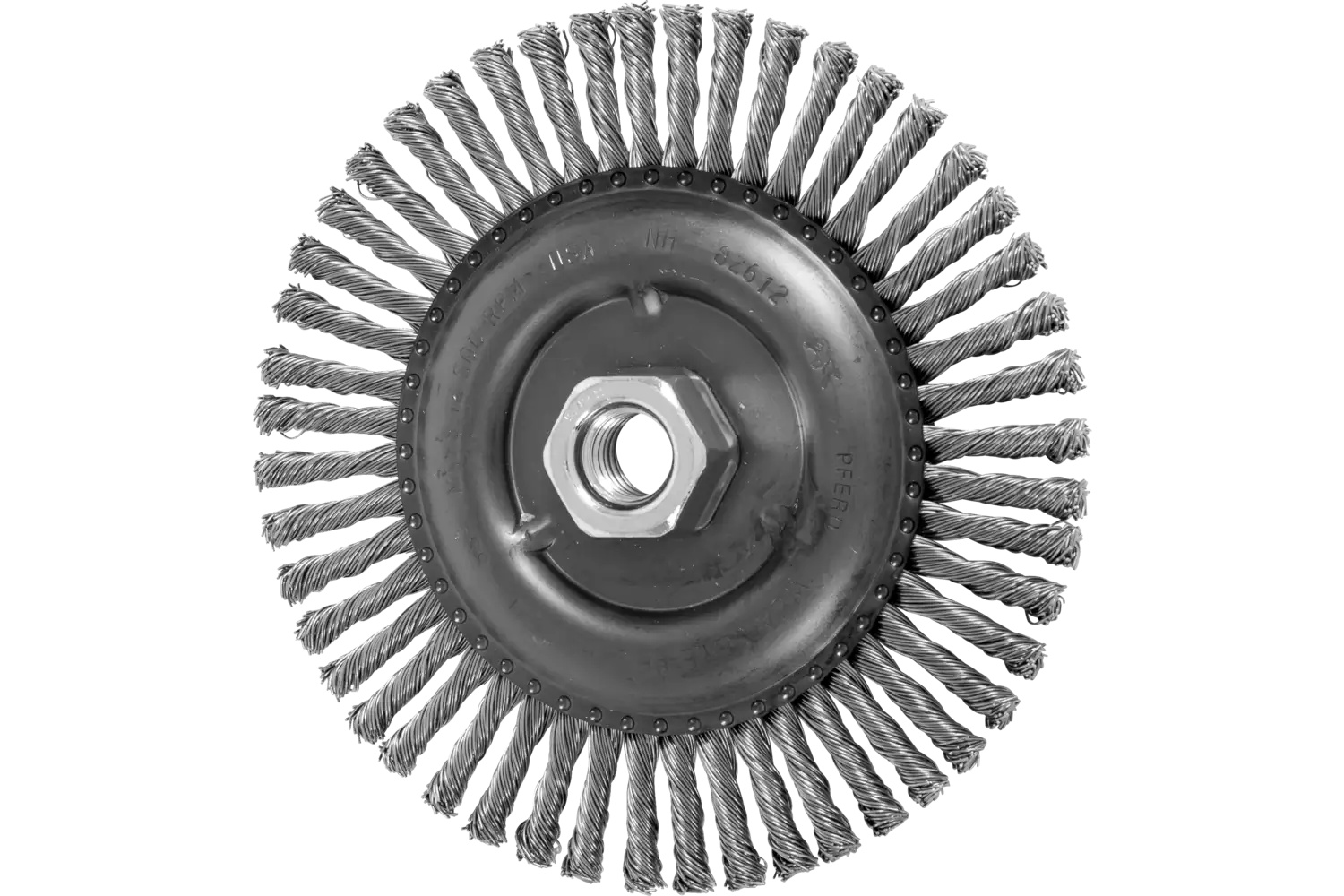 Picture of Pferd Stringer Bead Wheel Brush 6" Dia .020 Stainless Steel 5/8-11 Thread .023 Retail